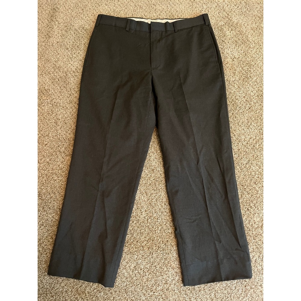 Brooks Brothers Men Dress Pants 36/30 Dark Gray 1818 Madison Fit Reda Flexo Wool